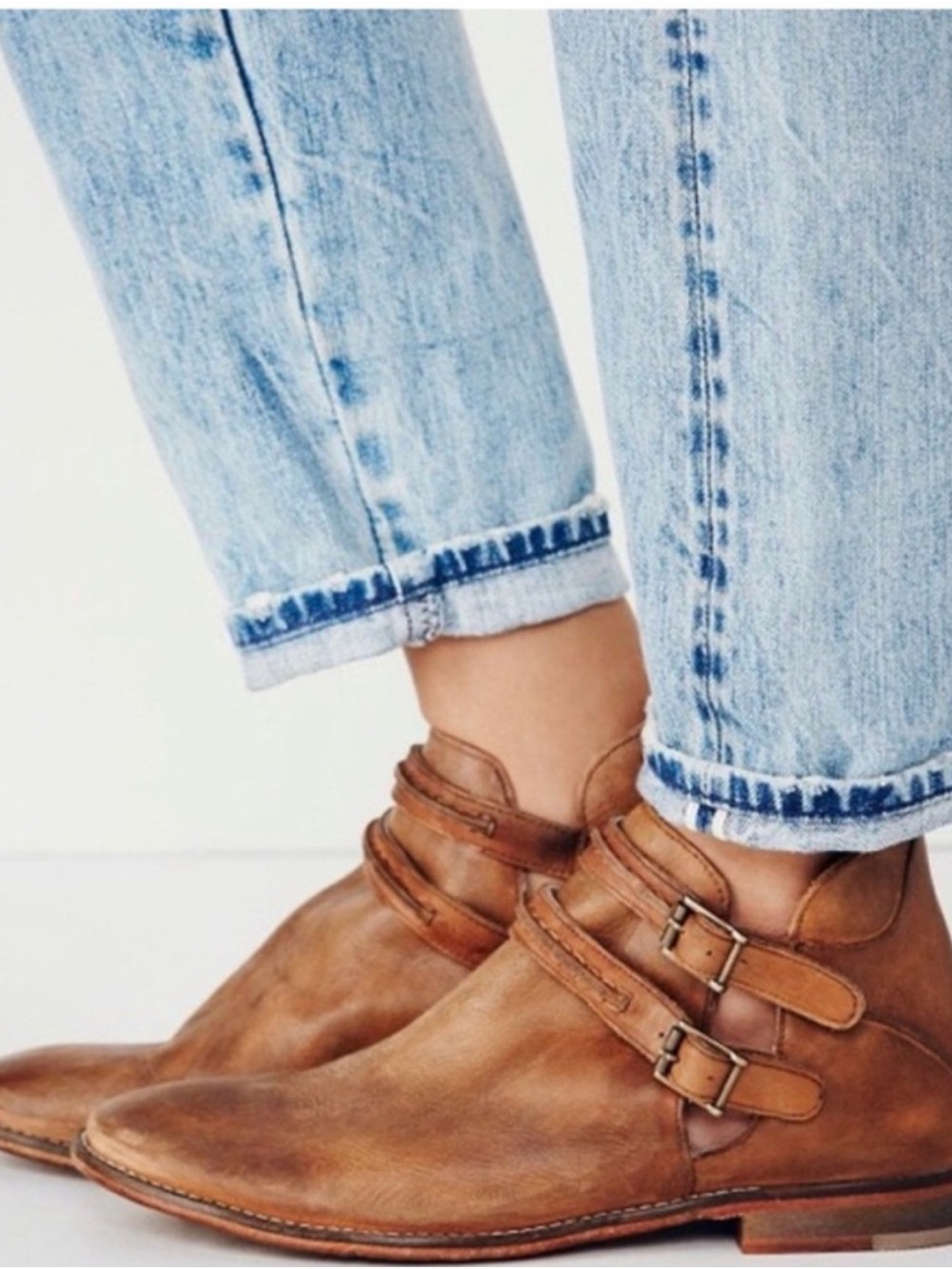 Free People Braeburn Ankle Booties Leather Women's Size 37 Size 7